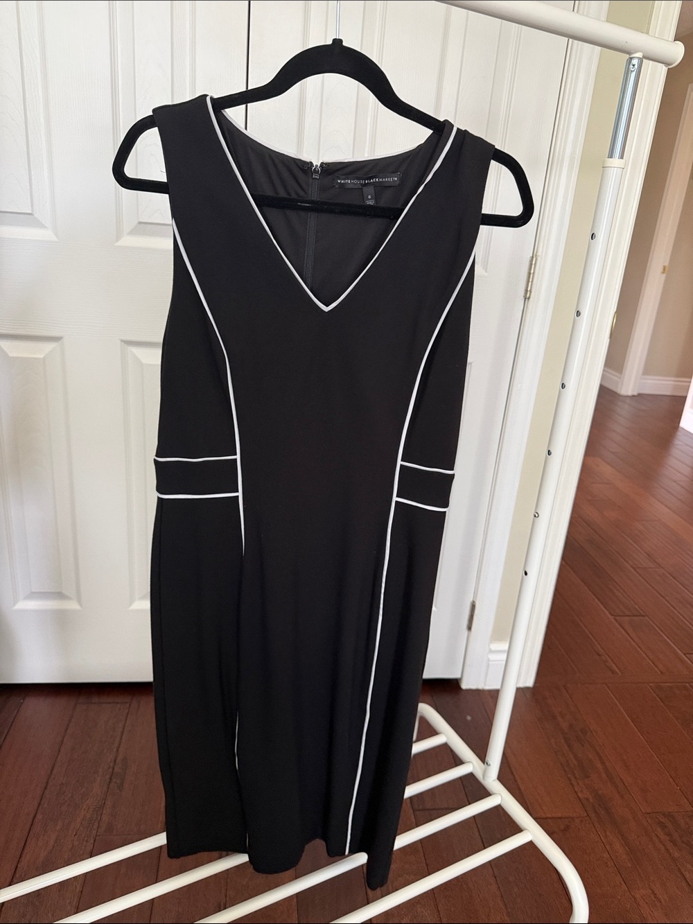White House Black Market Black Dress with White Piping